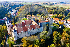 Aerial view of Zleby castle