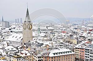 Aerial view of Zurich downtown photo