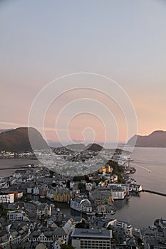 Aerial view of Ãâ¦lesund Norway photo
