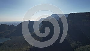 Aerial views of Blyde River Canyon and the three Rondavels in Graskop, Mpumalanga, South Africa