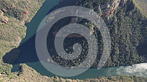 Aerial views of Blyde River Canyon and the three Rondavels in Graskop, Mpumalanga, South Africa