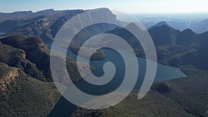 Aerial views of Blyde River Canyon and the three Rondavels in Graskop, Mpumalanga, South Africa