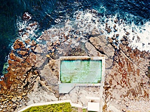 Aerial views of the Coalcliff Ocean pool, Australia