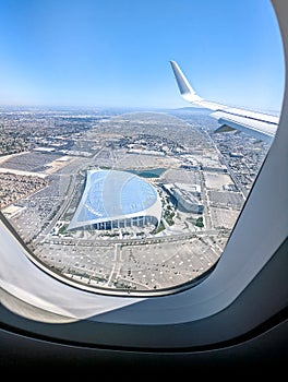 aerial views of los angeles from an air plane