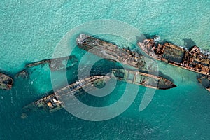 Aerial views of the Moreton Island wrecks
