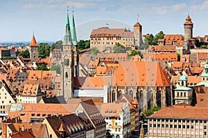 Aerial view Nuremberg (NÃÂ¼rnberg) Germany- castle, st. Sebaldus church