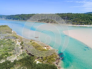 Aerial views of pristine coastal inlet waterways