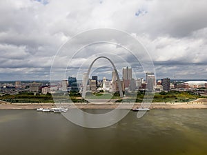 Aerial Views Of St. Louis, Missouri With The St Louis Arch