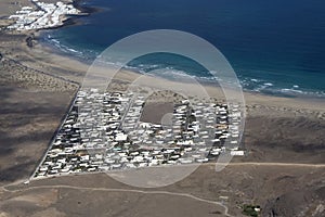 Aerial of village of Famara