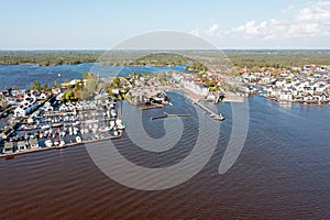 Aerial from the village Loosdrecht at the Loosdrechtse Plassen in the Netherlands