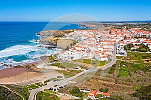Aerial from the village Zambujeira do Mar at the west coast in Portugal photo