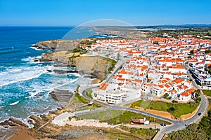 Aerial from the village Zambujeira do Mar at the west coast in Portugal photo