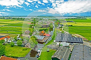 Aerial from the village Zevenhuizen in the countryside from the Netherlands