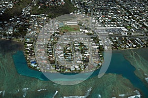 Aerial of Wailupe Peninsula along Kalanianaole Hwy