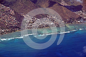 Aerial of Wailupe Peninsula along Kalanianaole Hwy on the south