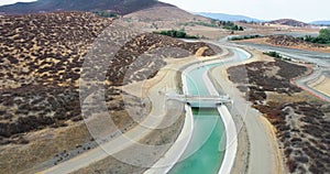 Aerial of water flowing through aqueduct