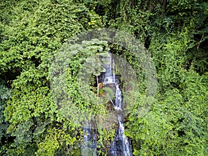 Aerial waterfall in the West African rainforest, Congo.