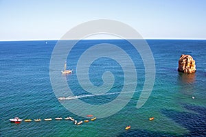 Aerial from watersports at Ponte Piedade at Lagos Portugal