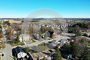 Aerial of Wellesley, Ontario, Canada on a fall day