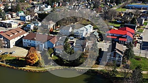 Aerial of Wellesley, Ontario, Canada on a fall day 4K