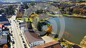 Aerial of Wellesley, Ontario, Canada on a fine day