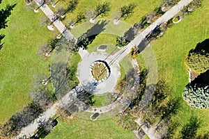 Aerial of Wellington Park in Simcoe, Canada in fall