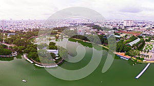 Aerial wide angle view of Dam Sen park in District 11, HCMC, Vietnam