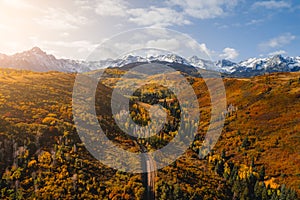 Aerial Wide Colorado Autumn Landscape