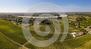 Aerial wiev Fronsac Vineyard landscape, Vineyard south west of France