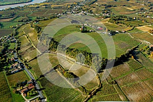 Aerial wiev Fronsac Vineyard landscape, Vineyard south west of France