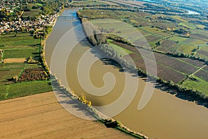 Aerial wiev Langoiran Vineyard landscape, Vineyard south west of France