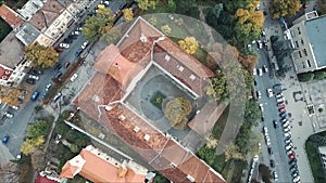 Aerial wiev: Old Museum Bokshaya in Uzhgorod, Ukraine