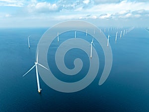 Aerial from wind turbines in the IJsselmeer in the Netherlands photo