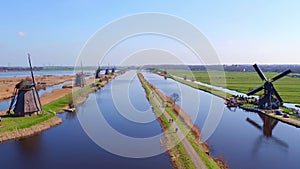 Aerial from windmills at Kinderdijk in the Netherlands