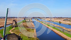 Aerial from windmills at Kinderdijk in the Netherlands