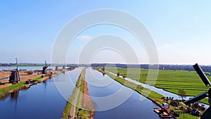 Aerial from windmills at Kinderdijk in the Netherlands