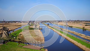 Aerial from windmills at Kinderdijk in the Netherlands