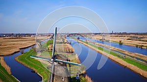 Aerial from windmills at Kinderdijk in the Netherlands