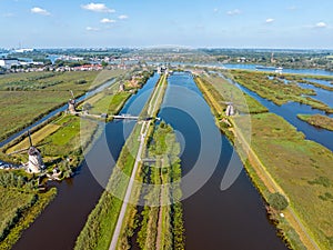 Aerial from windmills at Kinderdijk in the Netherlands