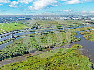 Aerial from windmills at Kinderdijk in the Netherlands