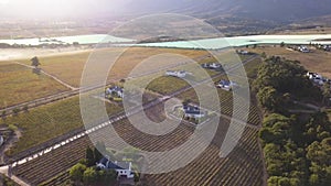 Aerial of a wine farm in Cape Town, South Africa