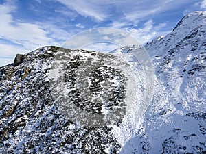 Aerial winter landscape of Rila Mountain, Bulgaria
