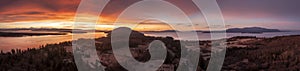 Aerial Winter Sunrise Over Hale Passage and Lummi Island.