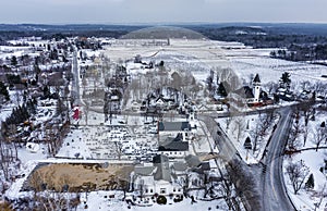 Aerial winter view of Hollis, New Hampshire photo