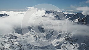 Aerial Winter view of Pirin Mountain near Dzhangal Peak, Bulgaria