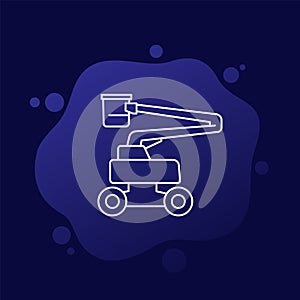 aerial work platform line icon, AWP vector