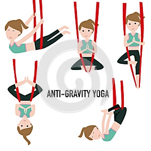 Aerial Yoga. Aero Yoga. Anti-gravity Yoga. photo