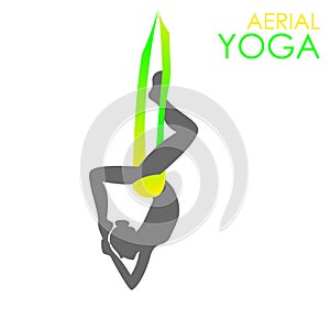 Aerial yoga logo template. Anti-gravity yoga