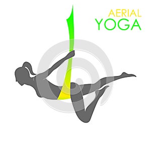 Aerial yoga logo template. Anti-gravity yoga