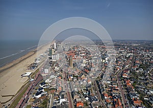 Aerial of Zandvoort beach on a sunny day